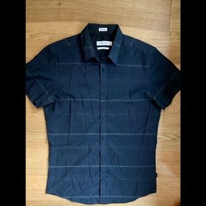 NWOT CK Short-Sleeve Striped Button-Down Shirt!